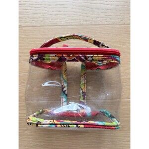 Vera Bradley Plastic Cosmetic Travel Pouch In Rumba Pattern Clear Zippered Case